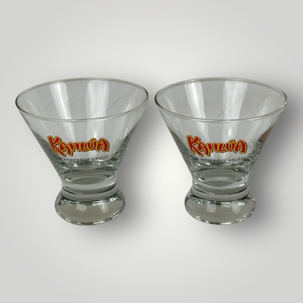 Kahlua Bar Glasses Set 2 The Every Day Exotic Heavy Bottom Rocks Glasses